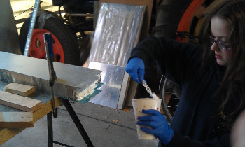 Applying glass bubbles to the chassis